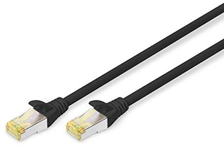 DIGITUS Cable LAN Cat 6A - 0,5m - Cable de red RJ45 - S/FTP Blindado - Compatible con Cat6 y Cat7 - Negro