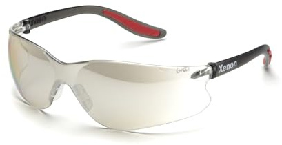 Elvex Delta Plus WELSG14GIO - Xenon Grey Lens Anti-Fog Safety Glasses, Black Frame, Mirror Polycarbonate Lens, Lightweight Design for Enhanced Vision and Eye Protection at Work