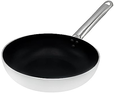 Pentole Agnelli Alluminio Antiaderente 3 mm Professionale Padella Svasata Alta a Saltare con Manico Inox Tubolare, Argento, 28 cm