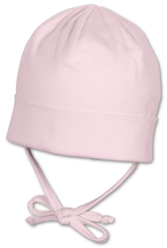 Sterntaler OCS Beanie uni - Baby Beanie Mütze aus Singlejersey (Bio) - Mädchen Kopfbedeckung mit Umschlag und Ohrenklappen - Baby und Kinder Übergangsmütze zum Binden - ab Geburt, rosa, Größe 39