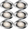 Trango 6er Set LED Einbaustrahler in Chrom Rund 6729-068M6KSD incl. 3-Stufen dimmbar Ultra Flach LED Modul, 6000K Tageslicht (kalt-weiß) Einbauleuchte, Deckenspot, Einbauspot, Deckenleuchte