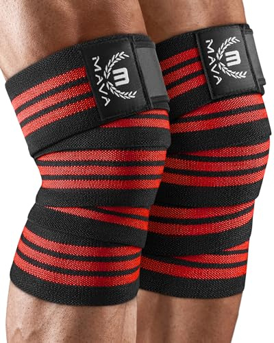 Mava Sports Knee Wraps (Pair) for Men & Women | Ideal for Cross Training, WODs, Gym Workouts, Weightlifting, Fitness & Powerlifting | Knee Straps for Squats | 72 Compression & Elastic Support