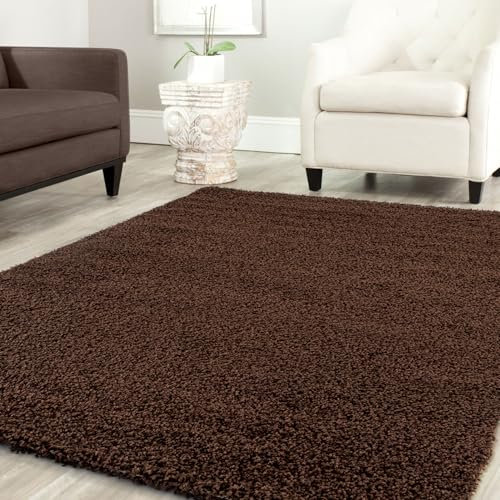 Shaggy Teppich Farbe Hochflor Langflor Teppiche Modern Uni Farben, Farbe:Braun, Maße:160x220 cm