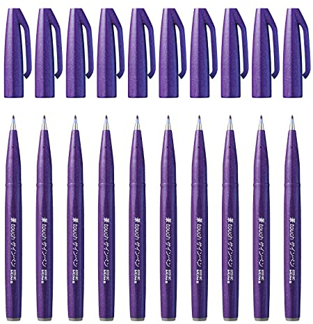 Pentel SES15C-V – Brush Sign Pen fiberpenna, 10 stycken, lila