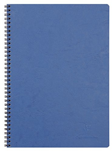 Clairefontaine 781424C collezione Age Bag Quaderno a spirale blu - A4 21x29,7 cm - 100 pagine a quadretti piccoli - Carta Bianca 90 g - Copertina in carta Lustrée a grana grossa effetto cuoio