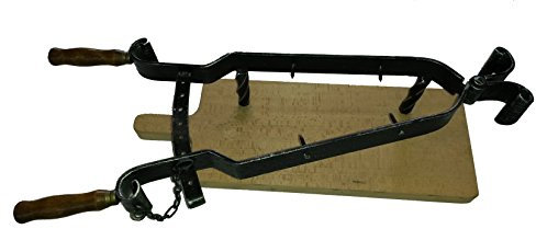 Lorenz Ferart 6231.0 Portaprosciutto, Ferro Battuto, Struttura Base Nero Sfumata a Mano Argento e Base Legno Naturale Chiaro