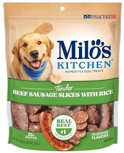 Milo's Kitchen Beef Sausage Slices With Rice Dog Treats, 18 Ounce