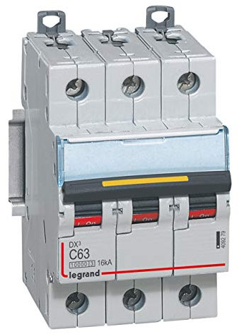 Disjoncteur DX³ 10000-16kA - 3P - 400V~ - 63A - courbe C - 3 modules