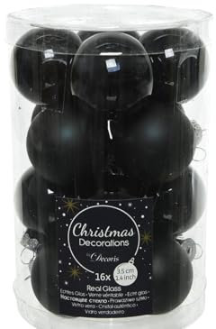 Weihnachtskugeln Christbaumschmuck Ø 35 mm 16 Stück schwarz