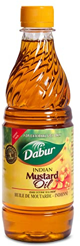 Dabur Kachi Ghani Mustard Oil - Oil for Skin and Hair Care, Cold-pressed Oil Body Massage, Therapeutic-Grade Mustard Oil, Natural Oil from Mustard Seeds, Unrefined Mustard Oil (1 ltr.)