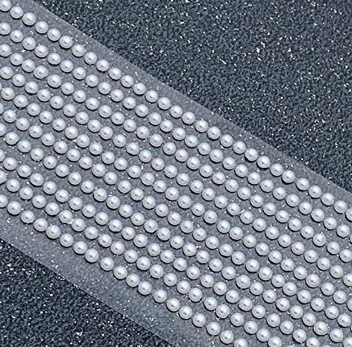 500 x autoadesivi, strass, perla 3 mm bianco mini piatto di perle rotonde perline nastri decorativi (PEM32).
