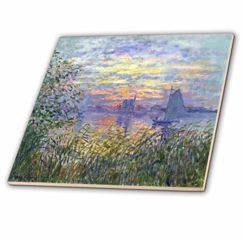 3dRose Print of Monet Painting Sunset On The Seine 6 Inch Ceramic Tile