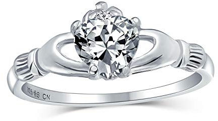 Personalizza Anello Claddagh Cuore Corona Promessa Amicizia Irlandese Celtica Zircone Solitario Sorella Confraternita BFF Per Donne Adolescenti in Argento Sterling .925 Personalizzabile