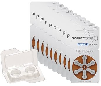 PowerOne 60 Stück Typ 312 Hörgerätebatterien - Premium, Langlebig, Quecksilberfrei, Effiziente Energieversorgung, Made in Germany