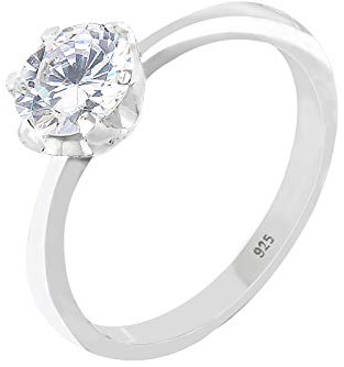 Elli Damen Ring Solitärring mit Zirkonia Steinen im Brillantschliff weiß in 925 Sterling Silber