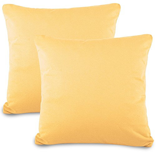 aqua-textil Classic Line Baumwoll Kissenbezug 2er-Set 80 x 80 cm Creme gelb Kissen Bezug Reißverschluss Jersey Kissenhülle