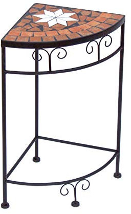 Taburete Merano mosaico 12013 Flores Soporte taburete Estantería de esquina mesa, metal, marrón, altura: 52 cm