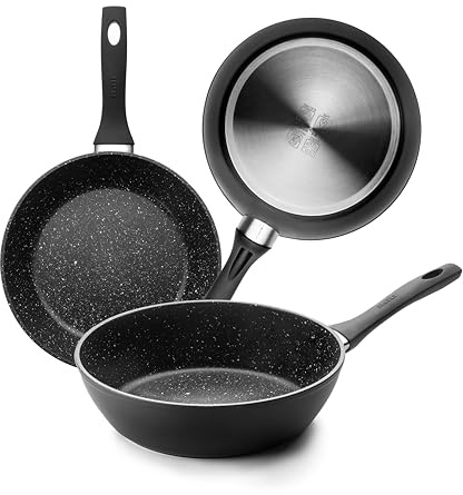 IBILI - Sarten honda natura, 24 cms, Aluminio, Antiadherente estilo piedra, Apto para induccion