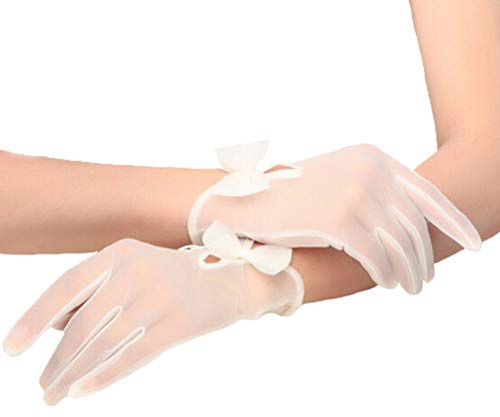 Vivivalue Women Lace Tulle Gloves - White Tea Party Bride Wedding Prom Gloves