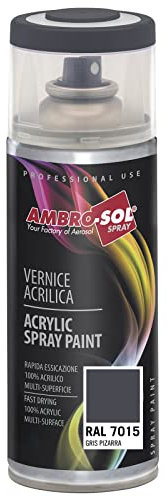 AMBRO-SOL - Pintura acrílica en spray, color Gris Pizarra, RAL 7015, resultado profesional en múltiples superficies, exteriores e interiores, 400 ml