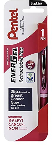 Pentel EnerGel Xm Retractable Special Edition supporting Breast Cancer Now single piece blister card 0.7mm XBL77P-A