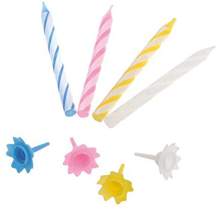 Westmark Geburtstags- und Partykerzen, 24 Stück, Inkl. Halterungen, Wachs/Kunststoff, Bunt, 52092280