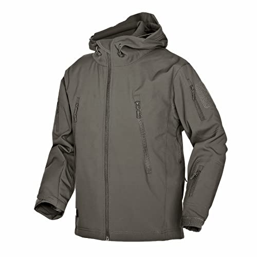 Kelmon Hommes Tactique Vestes Softshell Extérieures Doublure Polaire Chauds Imperméable Vestes Encapuchonné Manteau Camouflage avec Poches Multifonctions