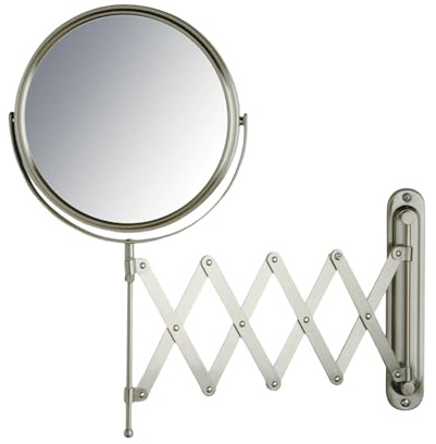 JERDON Wall-Mounted Makeup Mirror - 7X Magnification - Nickel - JP2027N