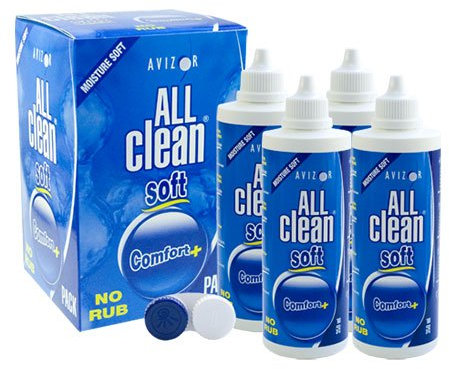 ALL Clean Soft von Avizor, 4 x 350ml All-in-One Kombilösung für Kontaktlinsen