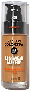 Revlon ColorStay - Fond de teint Longue Tenue 24H - Maquillage Teint et Soin Peaux Mixtes à Grasses - Formule Nourrissante et Protectrice à Base de Vitamine E - SPF 15-30 ml - N330 Natural Tan