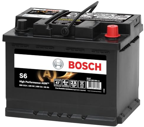 BOSCH S6-47 High-Performance 12V Group 47 (H5/L2) AGM Automotive Battery - Ideal for Vehicles with Start-Stop Technology and Regenerative Braking