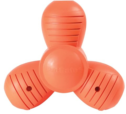 PetSafe Squeak ‘n Treat Troog Hundekauspielzeug, Snackspender mit Quietschgeräuschen und drei Kammern, Größe L, Orange