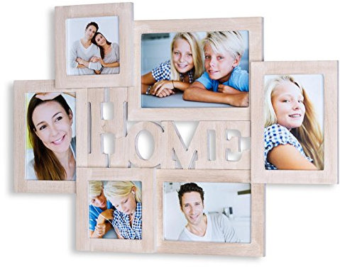 levandeo Cornice portafoto in legno, per casa, 6 foto, 53 x 38,5 cm, marrone chiaro, per collage, galleria fotografica, marrone, decorazione da parete shabby chic, stile rustico vintage