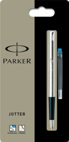 Parker Jotter Stainless Steel Chrome Trim Fountain Pen Medium Nib (Blister Pack)