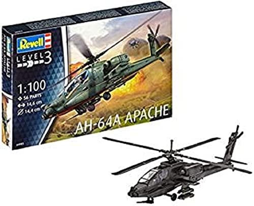 Revell Modellbausatz AH-64A Kampfhubschrauber - Einfach zu montierender Modellbausatz mit authentischen Abziehbildern für die US Army - Detailgetreu mit Sensoren Laser und Bordkanone