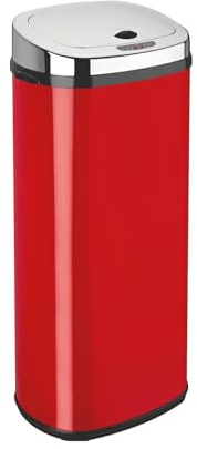 Rect 50L Stainless Steel Auto Sensor Kitchen Waste Dust Bin Automatic Motor RED