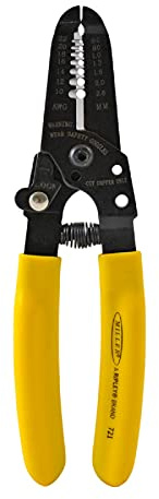 Miller 721 Wire Stripper/Cutter – Strips 22‑10 AWG (0.6-2.6mm), Precision Hardened Cutting Surfaces, Cushion Grip Handles, Automatic Return Spring, Serrated Nose, Black Oxide Finish – Ripley Tools