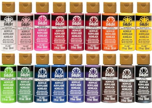 FolkArt Acrylic Paint Set (2-Ounce), PROMOFAI Colors I (18 Colors)