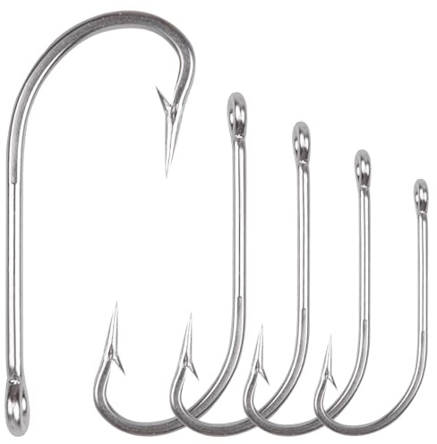 Stainless Steel Saltwater Fishing Hooks-50pcs/lot 34007 Extra Strong O'shaughnessy Forged Long Shank Fishing Hooks (4/0_50pcs)