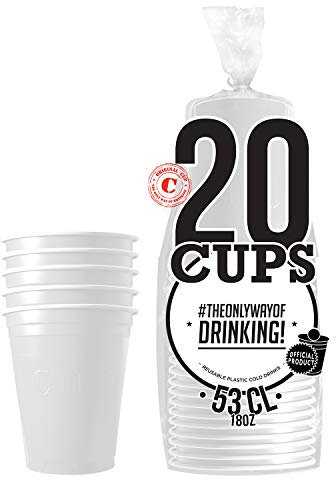 20er Pack Offiziellen Original White Cups | Amerikanische 53cl Becher weiß | Beer Pong | Premium Qualität | Becher aus wiederverwendbaren Plastik | Spülmaschinenfest | OriginalCup®