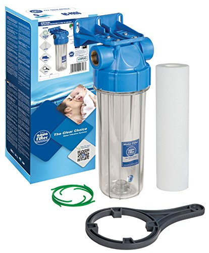Aquafilter Wasserfilter mit transparentem Gehäuse, passend für Standard-Filterpatronen von 25,4 cm (10 Zoll), 3/4