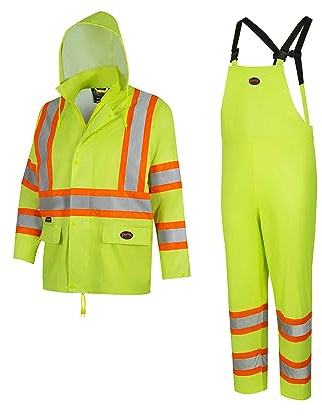 Pioneer Hi Vis Lightweight Waterproof Safety Rain Suit - Reflective Work Rain Gear for Men and Women