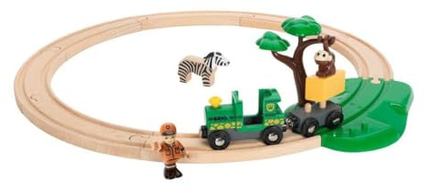 BRIO World - 33720 Safari Railway Set - Imaginitive Wooden Toy Train Set for Toddlers | Creative Play | Expansion Compatible |Safety Tested | Ideal for Kids Age 3 and Up