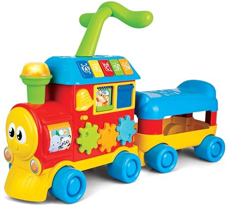 winfun Lernzug | 2-in-1 Rutsch- und Schiebewander, leuchtende Tasten, Geräusche fördern Lernen und Entwicklung, geeignet für Jungen und Mädchen im Alter von 1–3 Jahren, Mehrfarbig, 000803