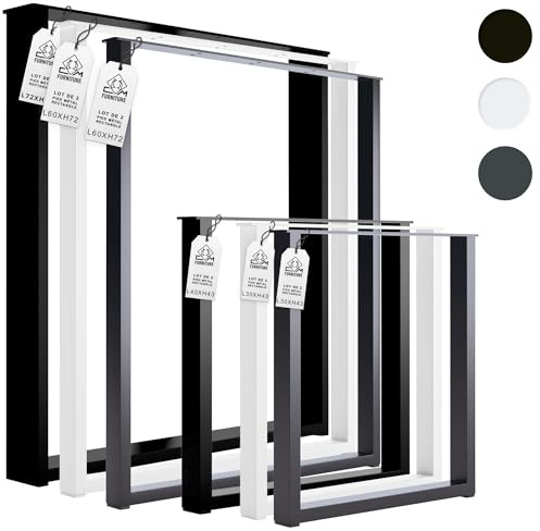 CM Furniture Patas Rectangulares Bianco Mesa Estructura Acero 2X Patas de Meubles Acero Industrial Cuadradas 2 Piezas Altura 43 cm Patas de la Mesa de Café del Banco del Salon Loft Design 43x40 cm
