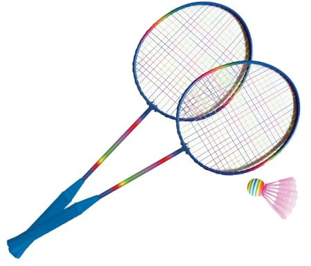 Sport One Rainbow - Raquetas de bádminton Juventus, Unisex, Azul-Blanco, 59 x 20,5 x 3 cm