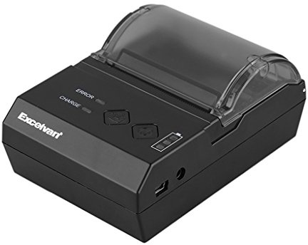 EXCELVAN E200 - Impresora térmica inalámbrica Bluetooth de Recibos y Tickets (Interfaz USB, 58mm, 70mm/Sec, Compatible con Andriod, iOS, Windows y Linux), Negro