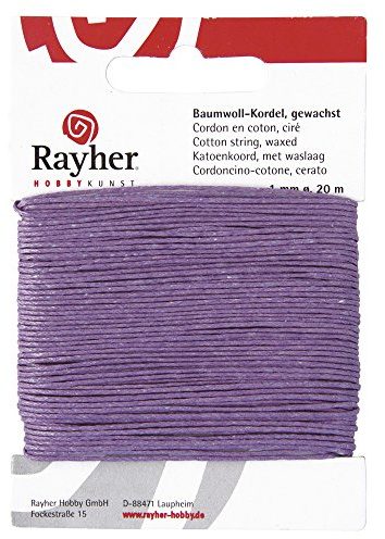 Rayher Cordoncino Cotone.Cerato, Lilla Chiaro, 1Mm, Cart. 20M, 5169135