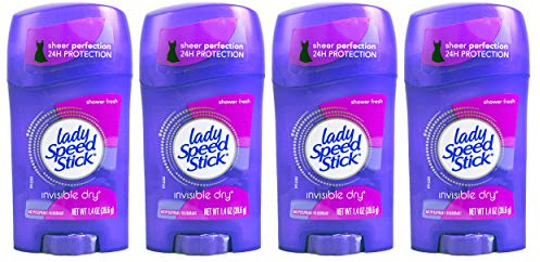 Lady Speed Stick Invisible Dry Antiperspirant & Deodorant, Shower Fresh, 1.4 Ounce (Pack of 4)