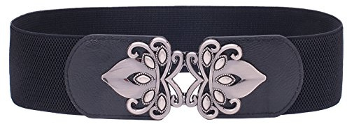 Syuer Womens Vintage Wide Elastic Stretch Waist Belt Retro Cinch Belt (S-M (66-82cm), Black)